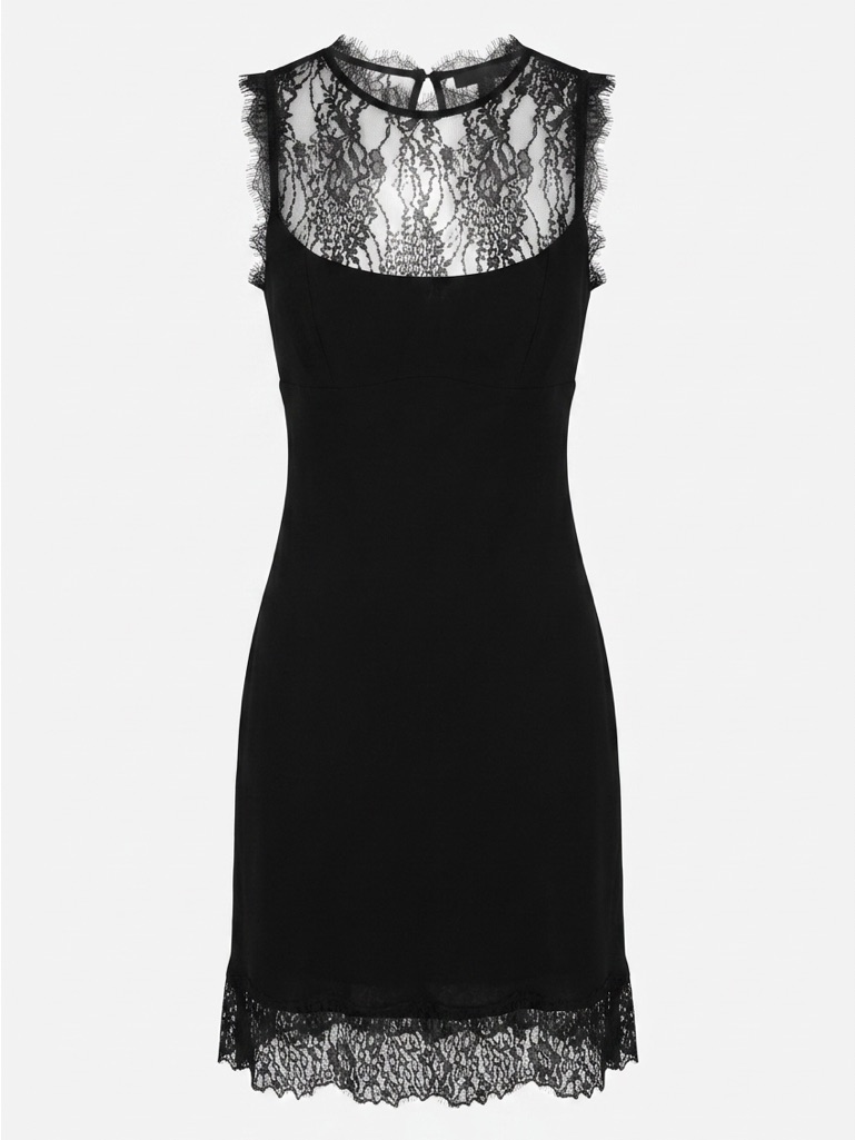 Allen B. By Allen Schwartz Black Lace-Back Midi Dress Lace Straps In Front